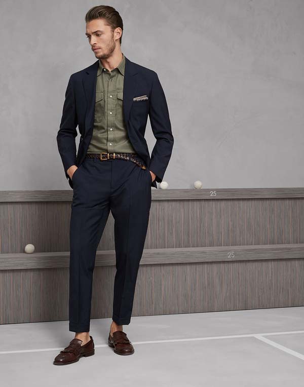 Модный синий костюм Brunello Cucinelli 2018 костюм Brunello Cucinelli 2018